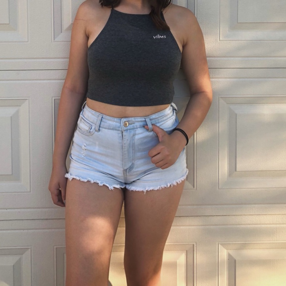 forever 21 light wash denim shorts.